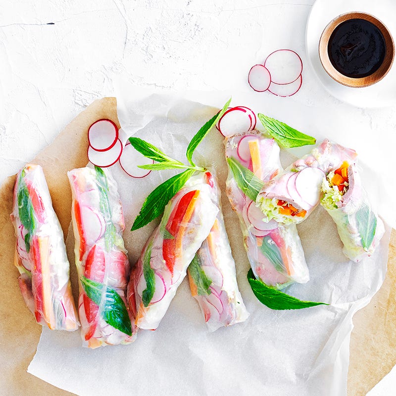 Photo of Charred pork and pickled vegetable rice paper rolls by WW