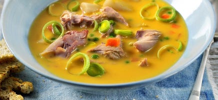 Potage aux carottes et lanières de poulet