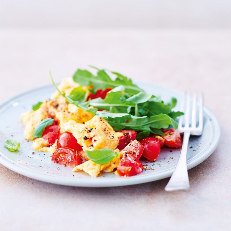 Photo de Oeufs brouillés, tomates et salade roquette prise par WW