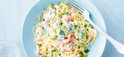 Spaghettis au saumon et courgette