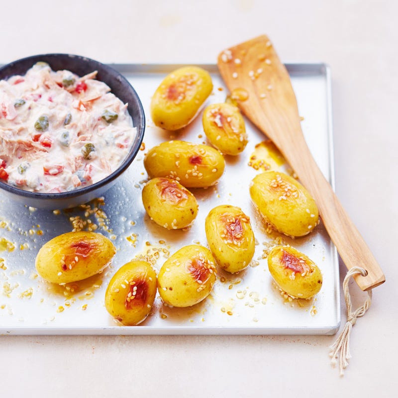 Foto van Honing-sesamaardappelen met tonijndip door WW