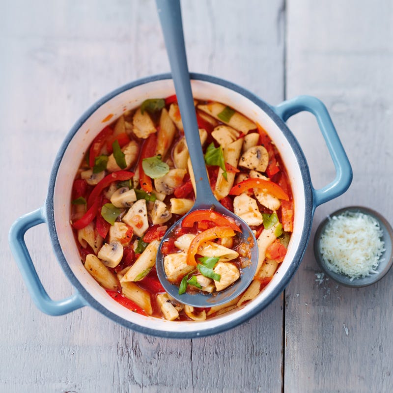 Foto van Kippannetje met champignons en penne door WW