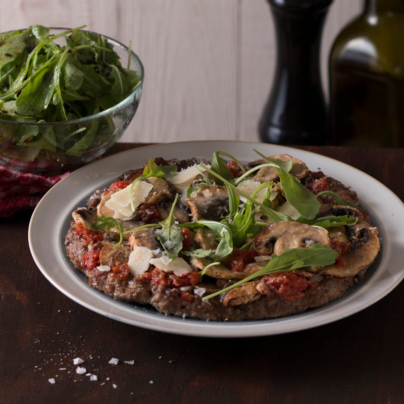 Foto Low-Carb-Pizza mit Champignons und Rucola von WW