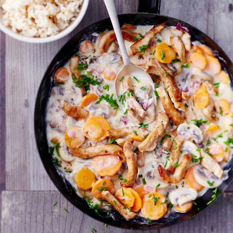 Karotten-Pilz-Pfanne mit Geschnetzeltem