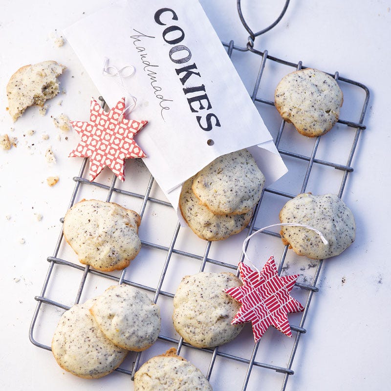 Orangen-Mohn-Kekse mit kandiertem Ingwer