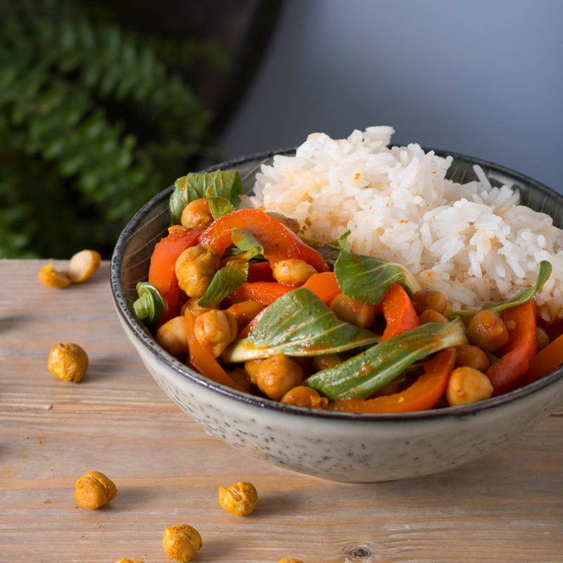 Foto Kichererbsencurry mit Pak Choi und Jasminreis von WW