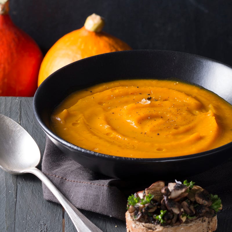Kürbissuppe mit Pilzbruschetta