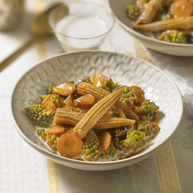 Wok de légumes croquants et sauce coco