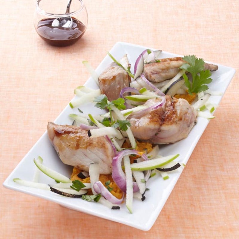 Maquereaux sautés au radis noir et à la pomme verte