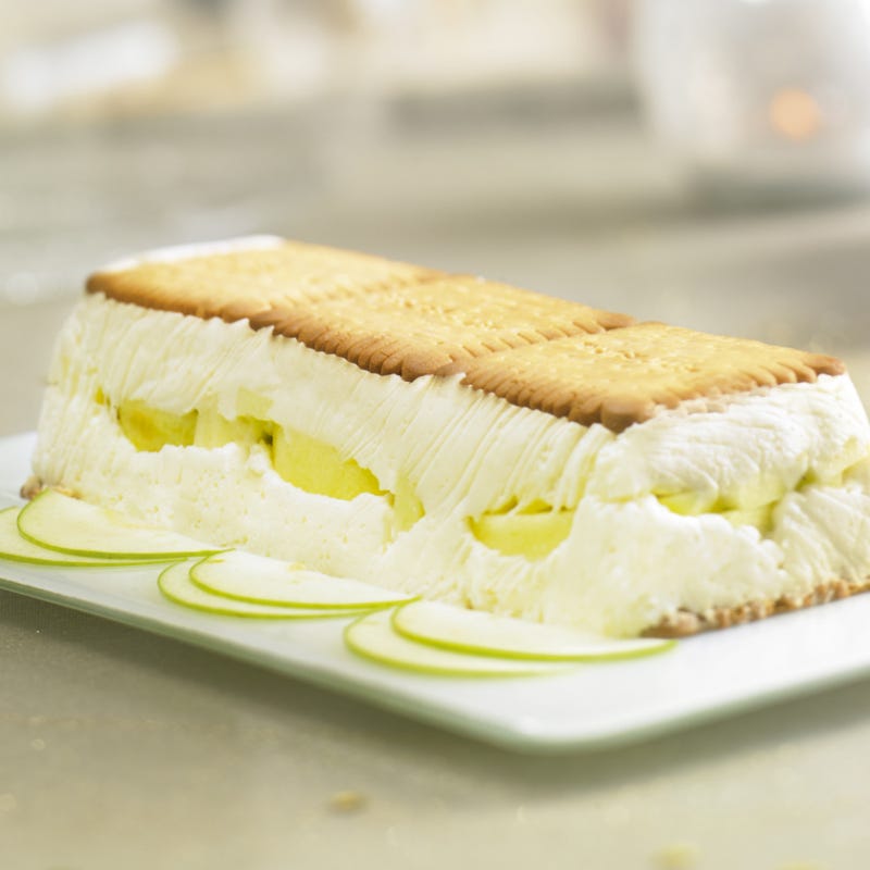 Délice de chocolat blanc et pommes croquantes