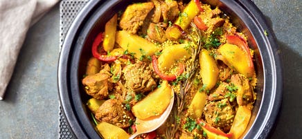 Tajine de veau aux pêches et quinoa