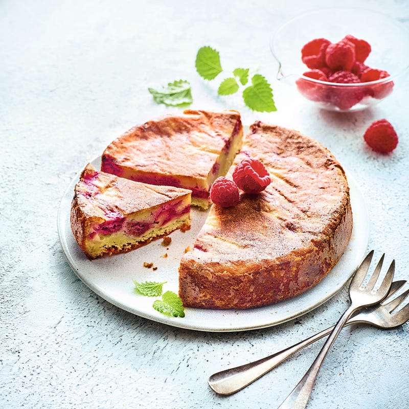 Gâteau à la brousse et aux framboises