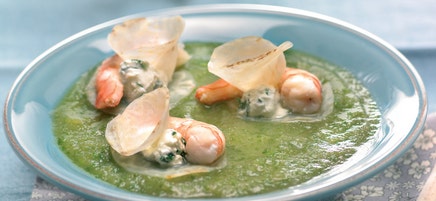 Gambas en soupe de céleri
