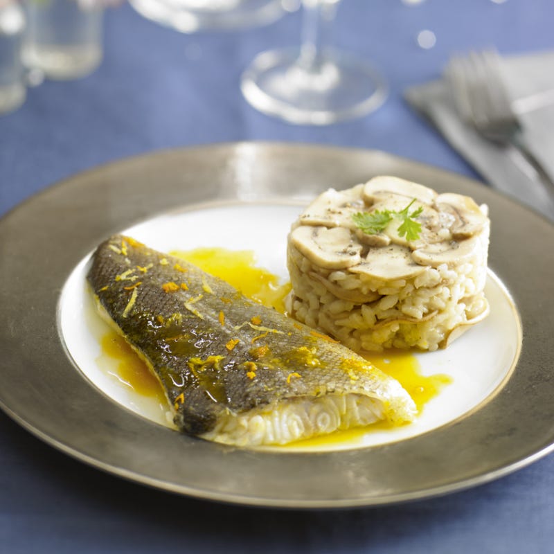 Cabillaud aux agrumes et risotto de champignons