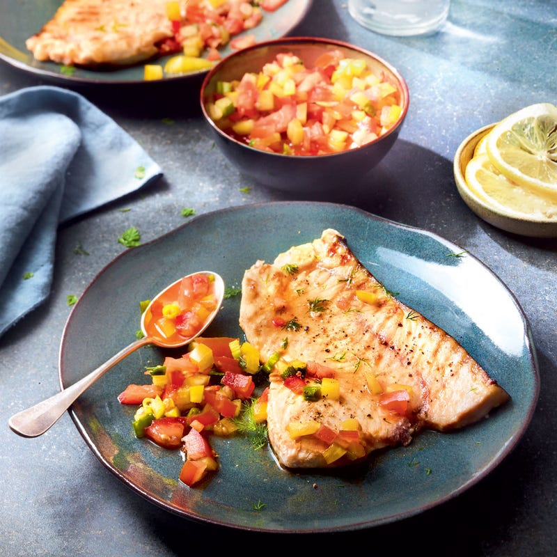 Photo de/du Espadon grillé, salsa tomates poivron par WW