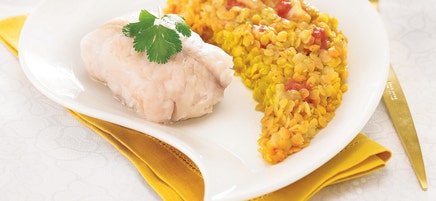 Lentilles corail au merlu