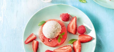Pastèque tutti-frutti et yaourt glacé