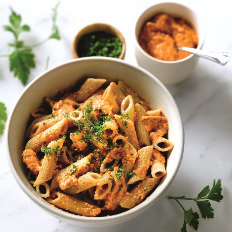 Foto van Penne met pesto van geroosterde paprika en peterselie door WW