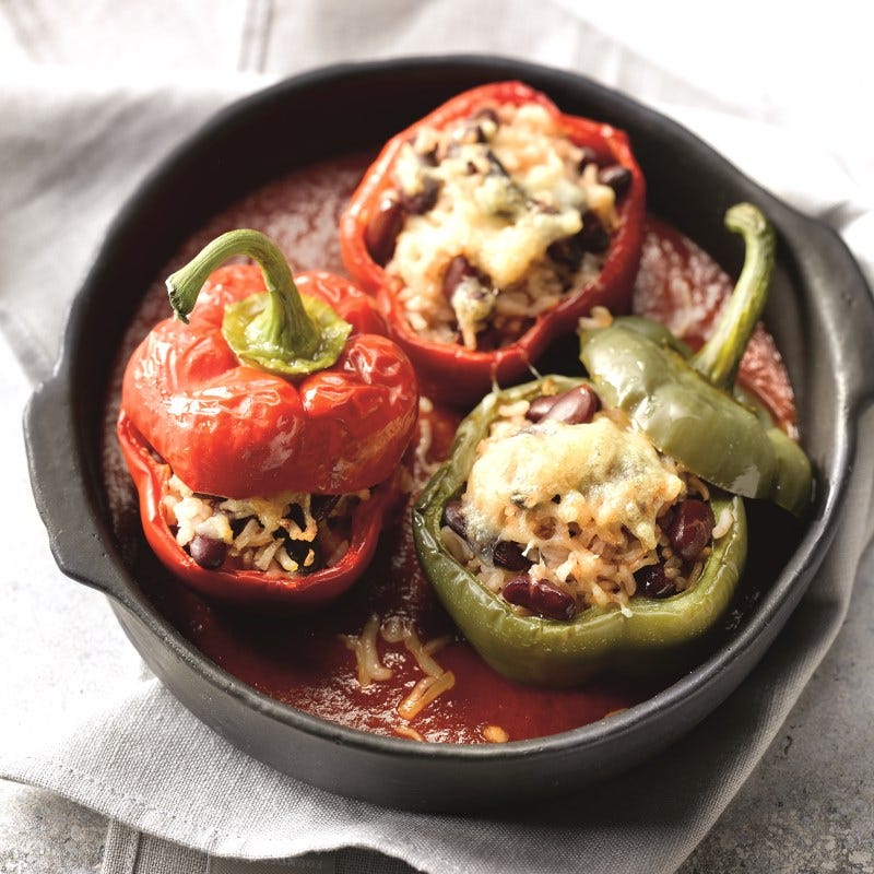Foto van Gevulde paprika met bonen en rijst door WW
