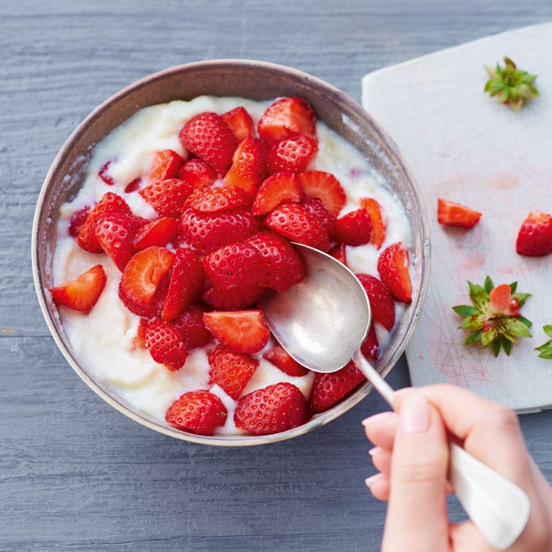 Foto van Griesmeelpap met aardbeien door WW