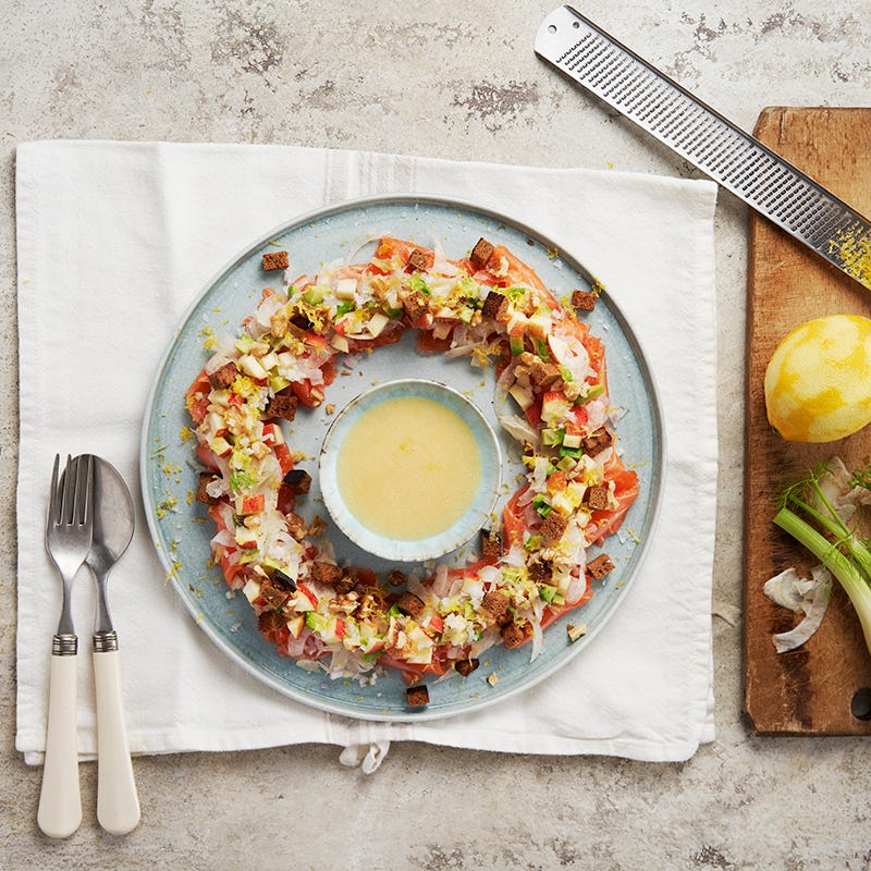 ViktVäktarna - Laxcarpaccio med valnötter, äpple och fänkål