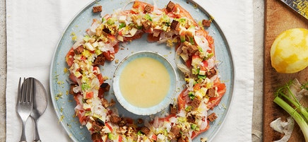Laxcarpaccio med fänkål och valnötter