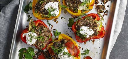 Färs- och risfylld paprika