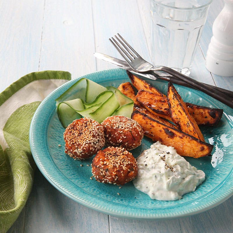 Foto av Linsjärpar med sötpotatisklyftor och tzatziki från WW ViktVäktarna