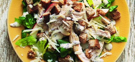 Chicken Caesar with pear & walnuts