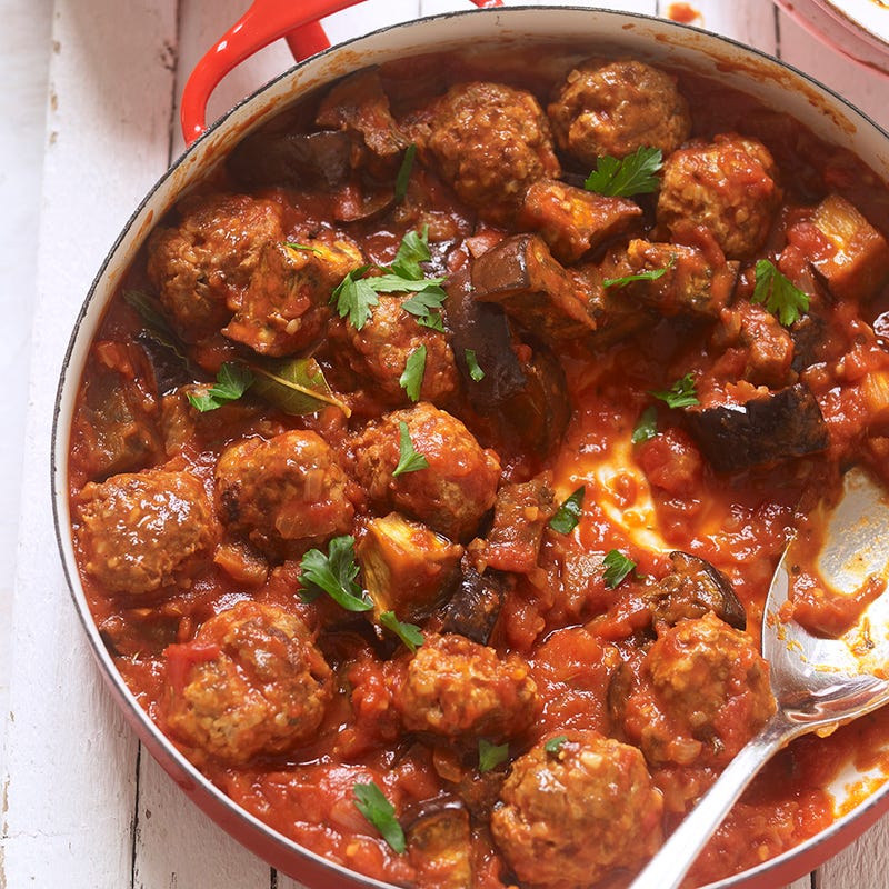 Photo of Lamb meatballs & aubergine in tomato sauce by WW