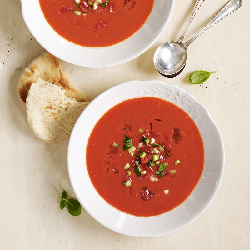 Photo of Red pepper gazpacho with cucumber & tomato salsa by WW