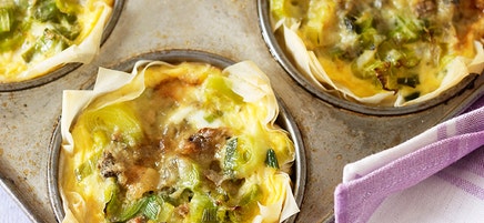Stilton & leek tartlets