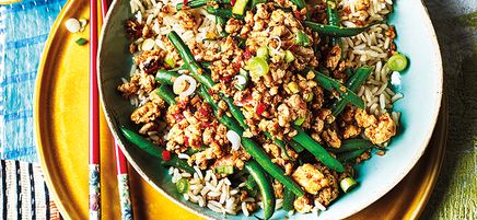 Spicy szechuan turkey mince with green beans