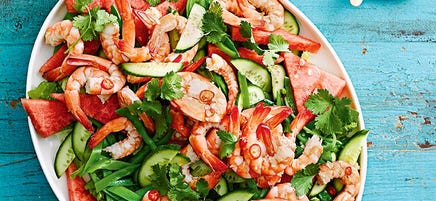 Watermelon & prawn salad