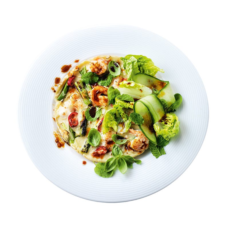 Photo of Prawn & spring onion pancakes with sesame & miso dressing by WW