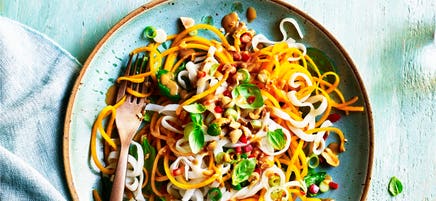 Veggie pad Thai with a satay dressing