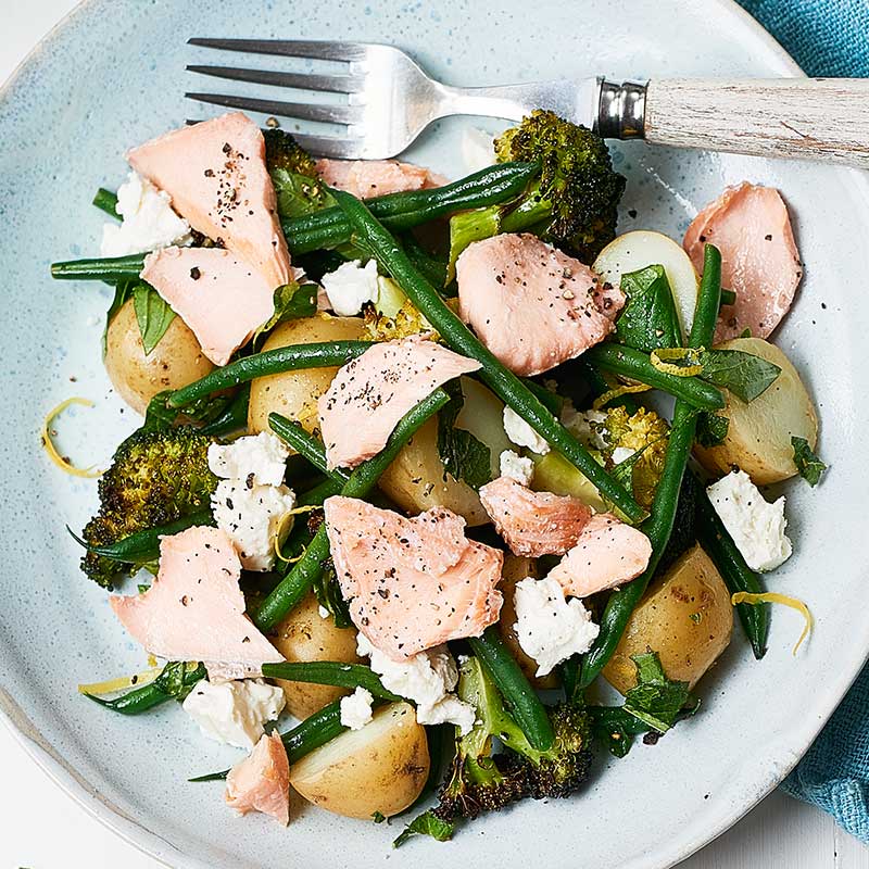 Photo of Lemony potato salad with feta & salmon by WW