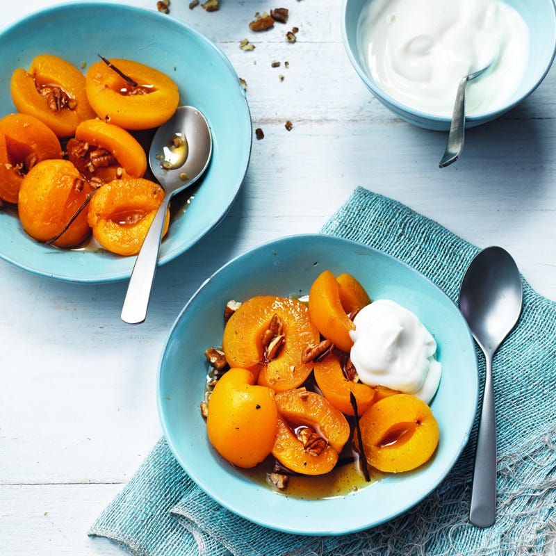 Photo of Poached apricots with maple pecans by WW