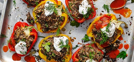 Beef & rice stuffed peppers
