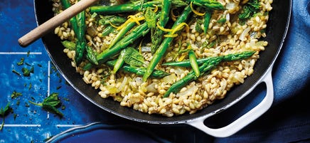 Asparagus & lemon pearl barley risotto