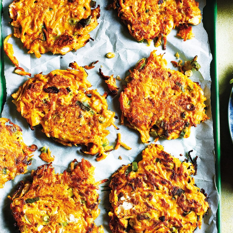 Photo of Carrot & feta fritters with harissa dipping sauce by WW