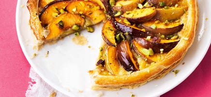 Peach & pistachio frangipane tart