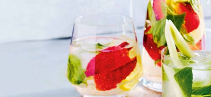 Strawberry, basil & lemon water