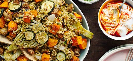 Roast vegetable & freekeh salad
