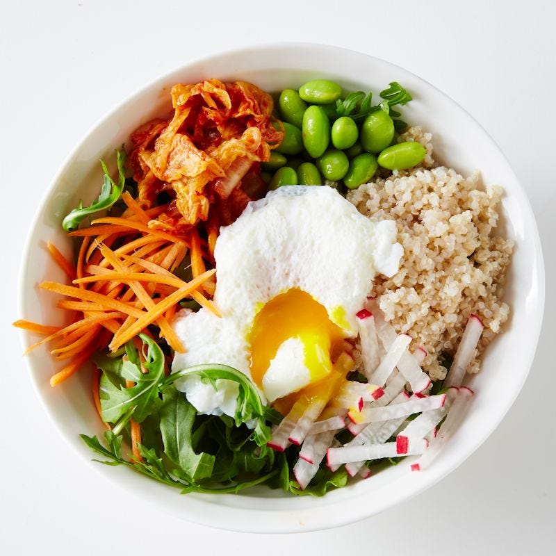 Photo of Quinoa, soya beans & poached egg by WW