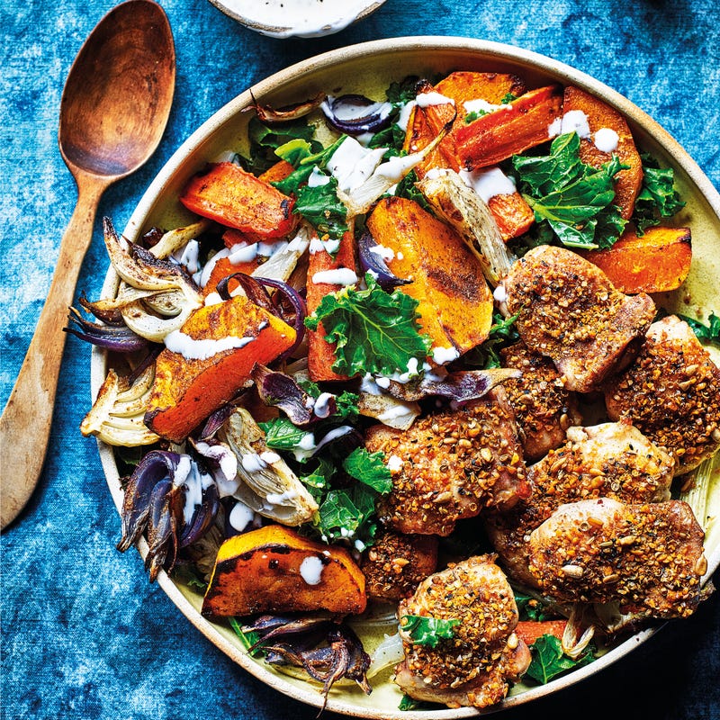 Photo of Dukkah crusted chicken with roasted veg by WW
