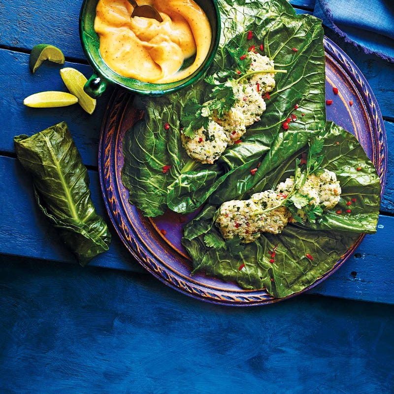 Photo of Cabbage-wrapped Thai fishcakes with sriracha mayo by WW