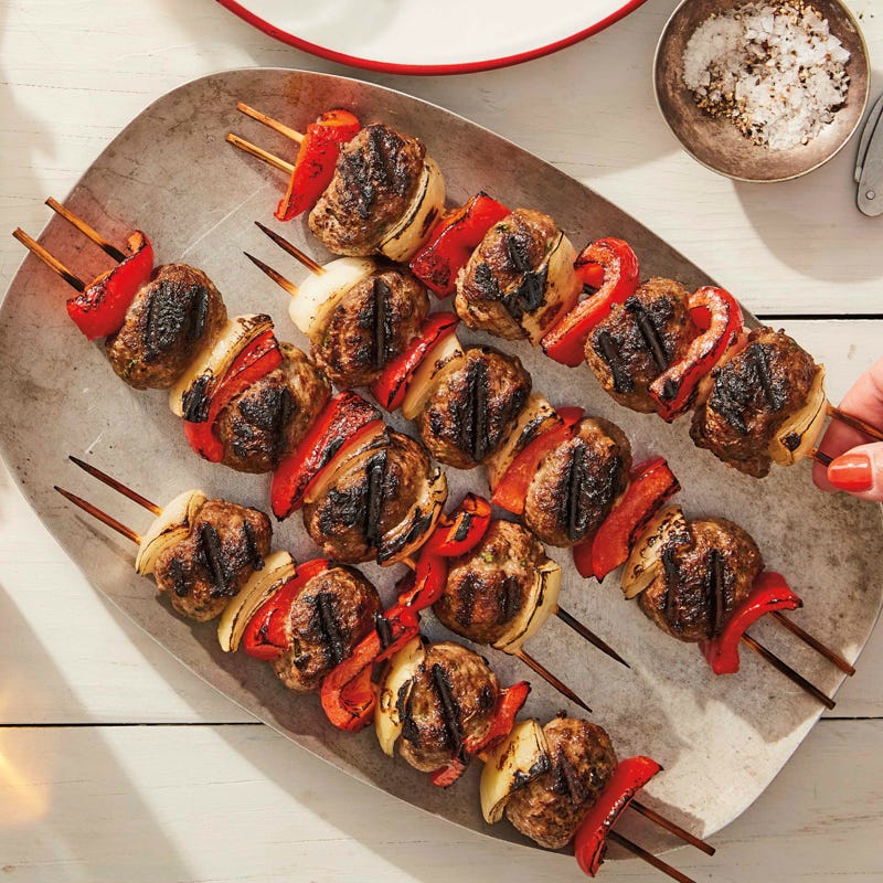 Grilled meatball kebabs