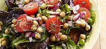 Mixed green and chickpea salad with Dijon-tarragon vinaigrette