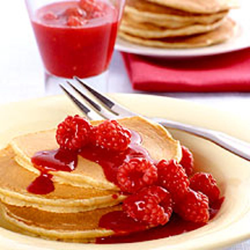 Photo of Silver dollar pancakes with warm raspberry sauce by WW